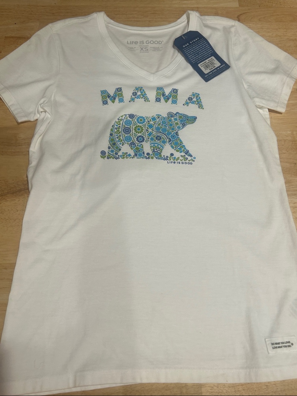 Life Is Good White V-Neck Mama Bear Graphic Tee